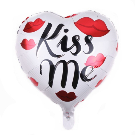 Weisser Herz Ballon mit «Kiss me» Motiv