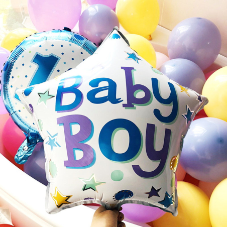 Weisser Geburtstagsballon Baby Boy