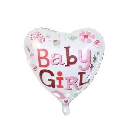 Weisser Herz-Geburtstagsballon Baby Girl
