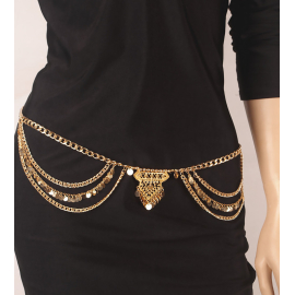 Produktbild: Stylische Bauchkette Giulia mit Triangel Silberfarbige Bauchkette Giulia mit Triangle - Modeschmuck  - 1