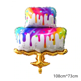 Set of 3 birthday party balloons with cake, gift and balloon