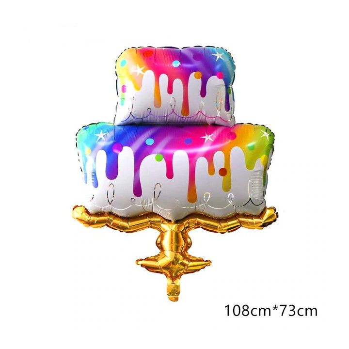 Lot de 3 ballons de fête d'anniversaire avec gâteau, cadeau et ballon