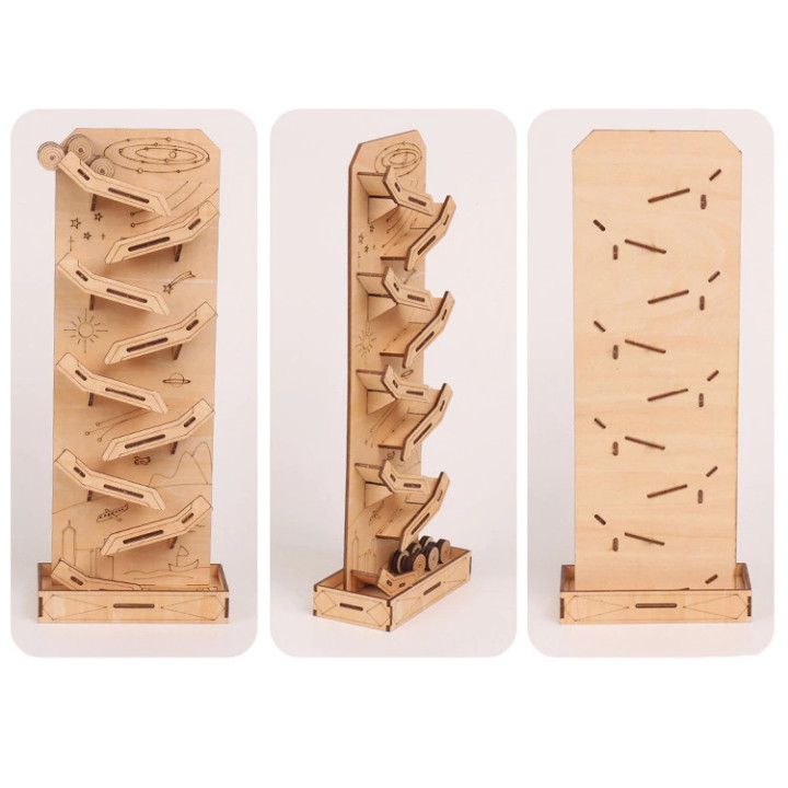 3D Puzzle Murmelbahn / Kugelbahn aus Holz