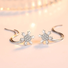Produktbild: Boucles d'oreilles puces argent fin flocon de neige Boucles d'oreilles puces argent fin flocon de neige