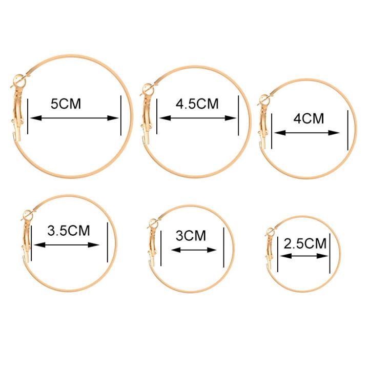 Earring set with 6 pairs in gold and silver