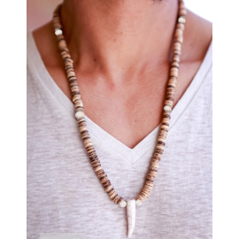 Produktbild: Collier surfeur homme avec dent en 2 couleurs Collier surfeur homme avec...