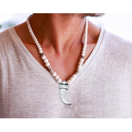 Produktbild: Collier surfeur homme avec dent en 2 couleurs Collier surfeur homme avec...