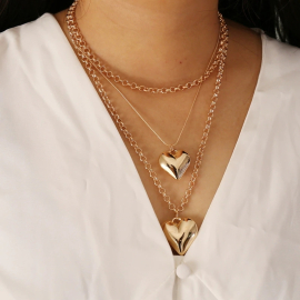 Produktbild: Colliers Cuorelina à trois rangs dorés avec pendentif coeur Colliers Cuorelina à trois rangs dorés avec pendentif coeur