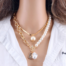 Produktbild: Colliers double rang avec perles et pendentif Senti Colliers double rang avec perles et pendentif Lavenia