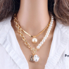 Double row necklaces with pearls and pendant Senti