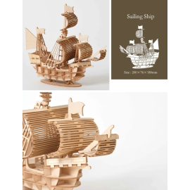 Produktbild: Cool puzzle de voilier 3D en bois Puzzle 3D de bateau à voile en bois