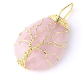 Produktbild: Beautiful rose quartz pendant with tree of life Beautiful rose quartz...