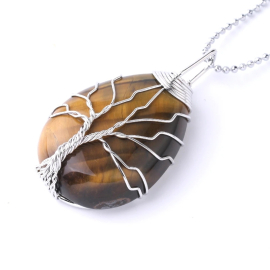 Produktbild: Beautiful tiger eye pendant with tree of life Beautiful rose quartz pendant with tree of life
