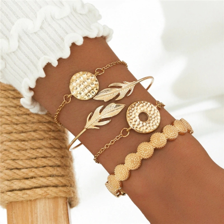 Armband-Set: 6 Trend-Armbänder - Farbe: Gold