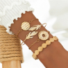 Goldenes 4er Set Boho Armbänder Dora mit Armreifen und Armbändern