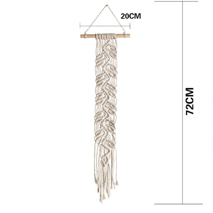 Tapisserie macramé beige nouée main Cotina