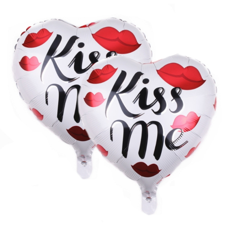 2er Set mit weissen Herzballons «Kiss me»