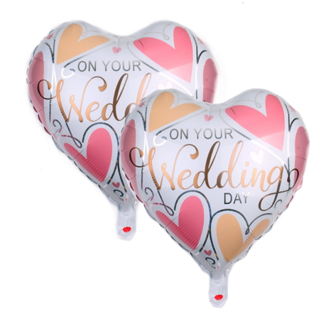 2er Set weisser Hochzeitsballons mit Herzform