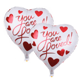 Produktbild: Lot de 2 ballons coeur blanc motif « Tu es aimé » Lot de 2 ballons coeur blanc motif « Tu es aimé »