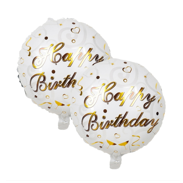 Set of 2 birthday balloons with golden inscription Happy Birthday