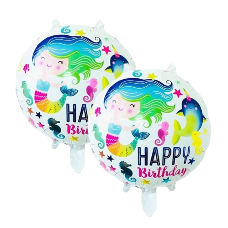 2er Set Geburtstagsballons mit Meerjungfrau