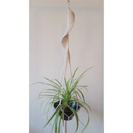 Hand Knotted Beige Macramee Flower Tassel in Spiral Shape