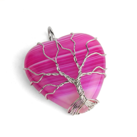 Produktbild: Beautiful Rhodochrosite pendant in heart shape with tree of life Beautiful rose quartz pendant in heart shape with tree of life