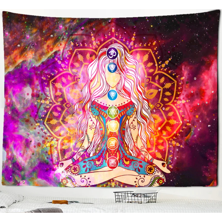 Spirituelles indisches Chakra Wandtuch - Wandbehang