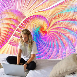 Produktbild: Tissu mural psychodélique artistique coloré - tenture murale Tissu mural psychédélique coloré
