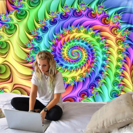 Produktbild: Tissu mural psychédélique coloré aux couleurs de l'arc-en-ciel Tissu mural psychédélique coloré aux couleurs de l'arc-en-ciel