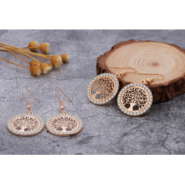 Produktbild: Magnifiques boucles d'oreilles à tige arbre de vie avec pierres de zircone cubiques Magnifiques boucles...