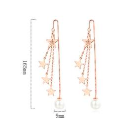 Produktbild: Feiner rosegoldener Ohrstecker mit 4 Sternen und Perlen Feiner rosegoldener Ohrstecker mit 4 Sternen und Perlen