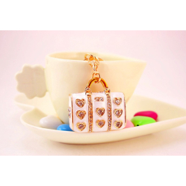 Produktbild: Wunderschönes weiss goldenen Handtäschchen als Schlüsselanhänger Wunderschönes weiss goldenen Handtäschchen als Schlüsselanhänger