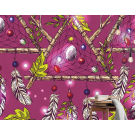 Produktbild: Tapisserie Traufänger Mandala Rouge - Tapisserie Tissu mural Traufänger mandala rouge