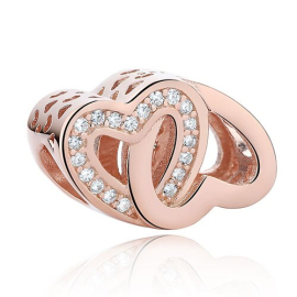 Produktbild: Rose Gold Intertwined Hearts Charm Pendant Rose Gold Intertwined Hearts Charm Pendant