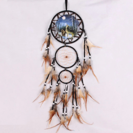Produktbild: Black Dreamcatcher Wolf with 3 Rings Black Dreamcatcher Wolf with 3 Rings