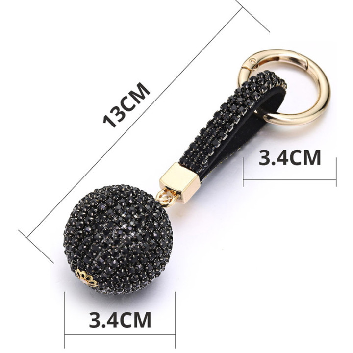 Porte-clés rose avec boule et strass