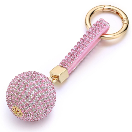Pinker Schlüsselanhänger mit Kugel und Strasssteinen