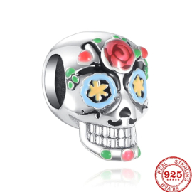Produktbild: 925 Flower Skull Charm Pendant 925 Flower Skull Charm Pendant