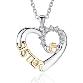 Produktbild: Friendship necklace with heart pendant and zirconia gemstones Friendship necklace with...