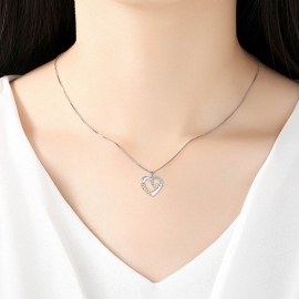 Produktbild: Friendship necklace with heart pendant and zirconia gemstones Friendship necklace with...