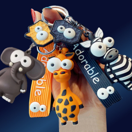 Produktbild: Porte-clés drôle d'éléphant, de girafe et de zèbre Porte-clés drôle d'éléphant, de girafe et de zèbre