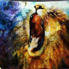 Produktbild: Toile murale artistique avec un lion rugissant Toile murale lion comme tableau