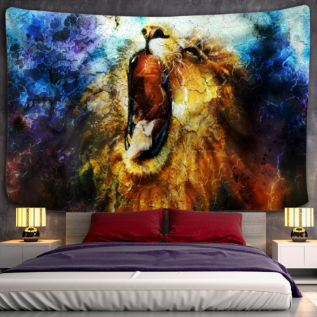 Löwen Wandtuch als Gemälde
