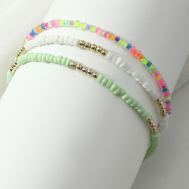 Produktbild: Lot de 3 bracelets de cheville surfeurs colorés, vert clair et blanc Lot de 3 bracelets de cheville surfeurs colorés, vert clair et blanc