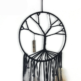 Produktbild: Large black dream catcher Vida with tree of life and crystal Large black dream catcher Vida with tree of life and crystal - 1