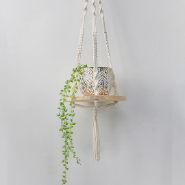 Hand-knitted beige Macramee Flower tassels Maria with Brett