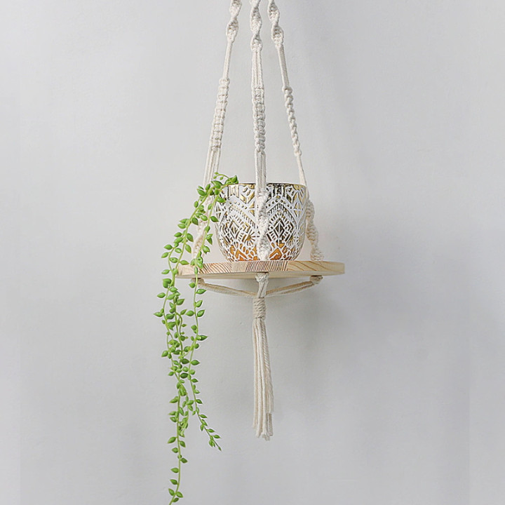 Glands de fleurs en macramé beige tricotés à la main Maria avec Brett
