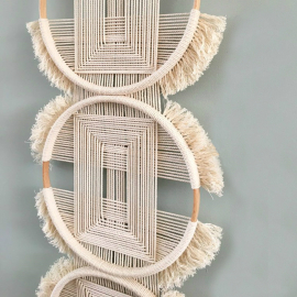 Produktbild: Décoration murale macramé nouée main Riva avec 3 anneaux Décoration murale macramé nouée main Riva avec 3 anneaux