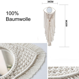 Hand-knotted macrame eye Lora with mirror